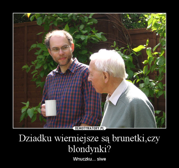 Dziadku wierniejsze są brunetki,czy blondynki? – Wnuczku... siwe 