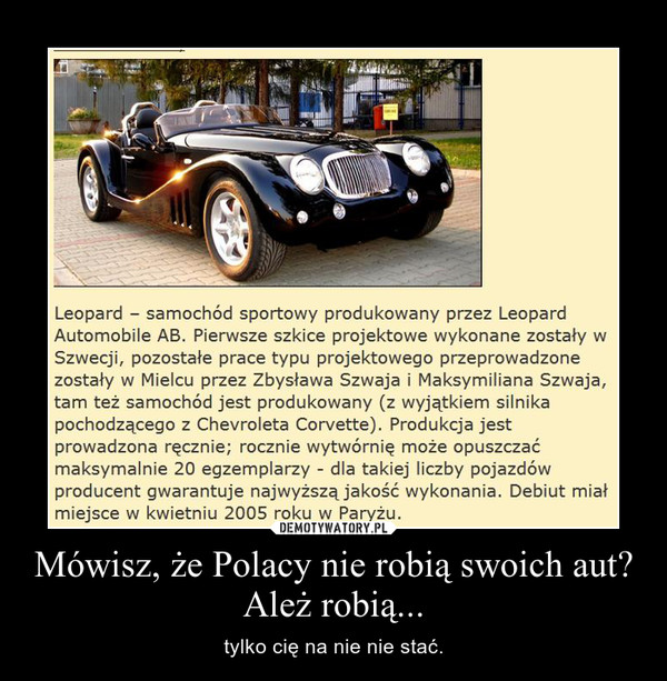 Mówisz, że Polacy nie robią swoich aut? Ależ robią... – tylko cię na nie nie stać. 