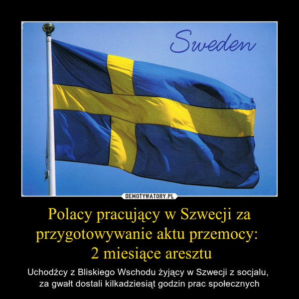 Polacy pracujący w Szwecji za przygotowywanie aktu przemocy: 
 2 miesiące aresztu