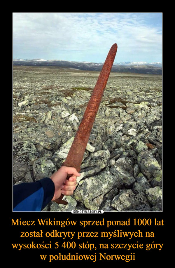 Miecz Wikingów sprzed ponad 1000 lat został odkryty przez myśliwych na wysokości 5 400 stóp, na szczycie góry w południowej Norwegii –  