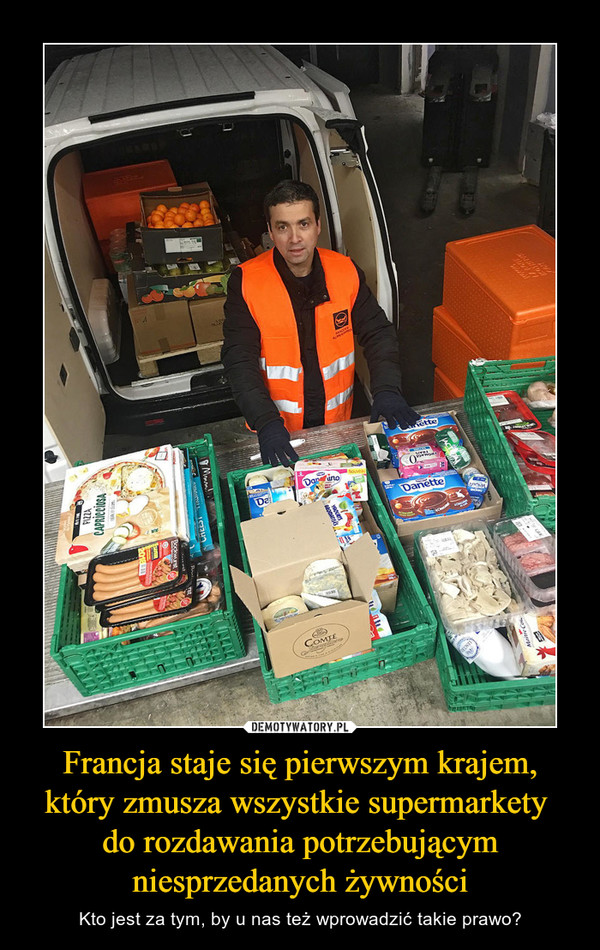 Francja staje się pierwszym krajem, który zmusza wszystkie supermarkety do rozdawania potrzebującym niesprzedanych żywności – Kto jest za tym, by u nas też wprowadzić takie prawo? 