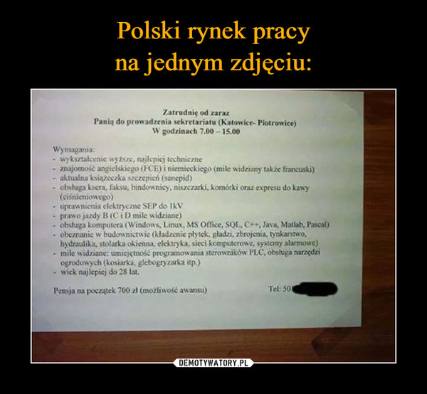Polski rynek pracy
na jednym zdjęciu: