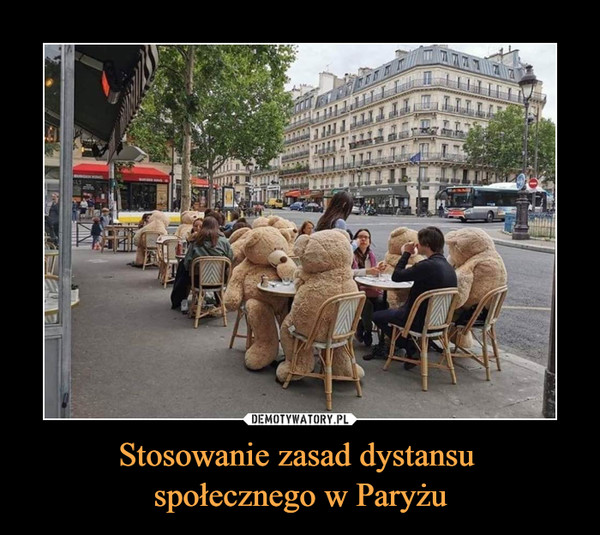Stosowanie zasad dystansu społecznego w Paryżu –  