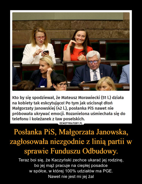 Posłanka PiS, Małgorzata Janowska, zagłosowała niezgodnie z linią partii w sprawie Funduszu Odbudowy.