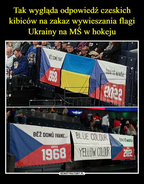 Tak wygląda odpowiedź czeskich kibiców na zakaz wywieszania flagi Ukrainy na MŚ w hokeju