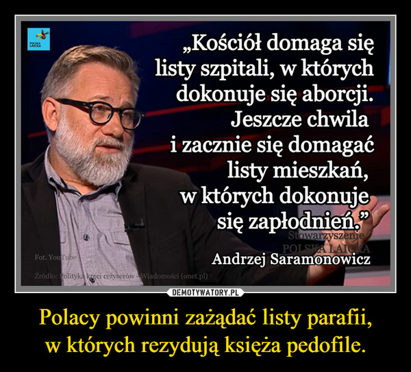 Polacy powinni zażądać listy parafii, w których rezydują księża pedofile. –  