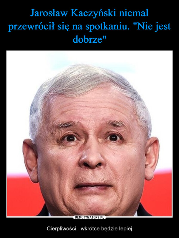 Jarosław Kaczyński niemal przewrócił się na spotkaniu. "Nie jest dobrze"