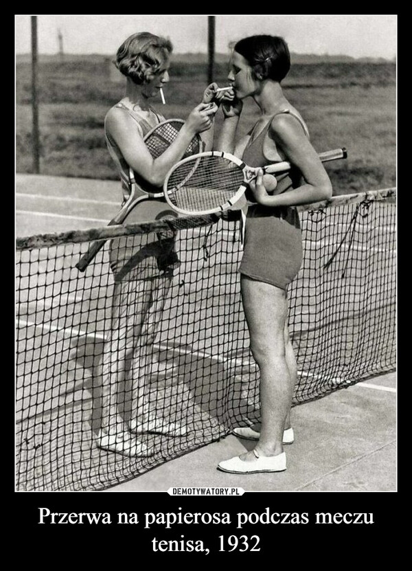Przerwa na papierosa podczas meczu tenisa, 1932