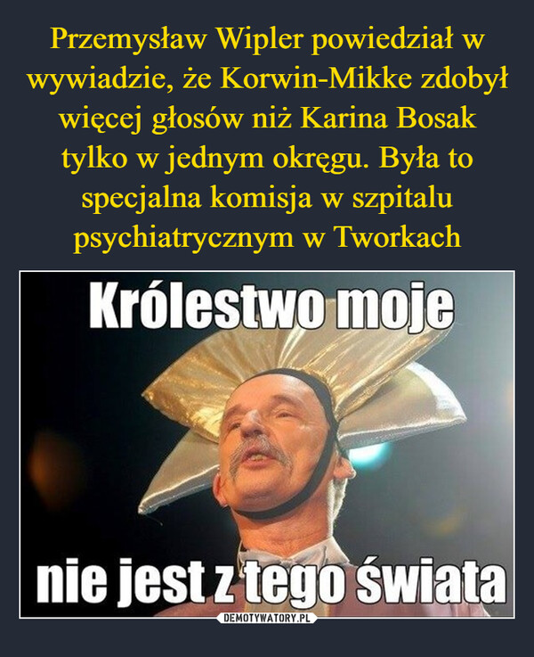 Przemysław Wipler powiedział w wywiadzie, że Korwin-Mikke zdobył więcej głosów niż Karina Bosak tylko w jednym okręgu. Była to specjalna komisja w szpitalu psychiatrycznym w Tworkach