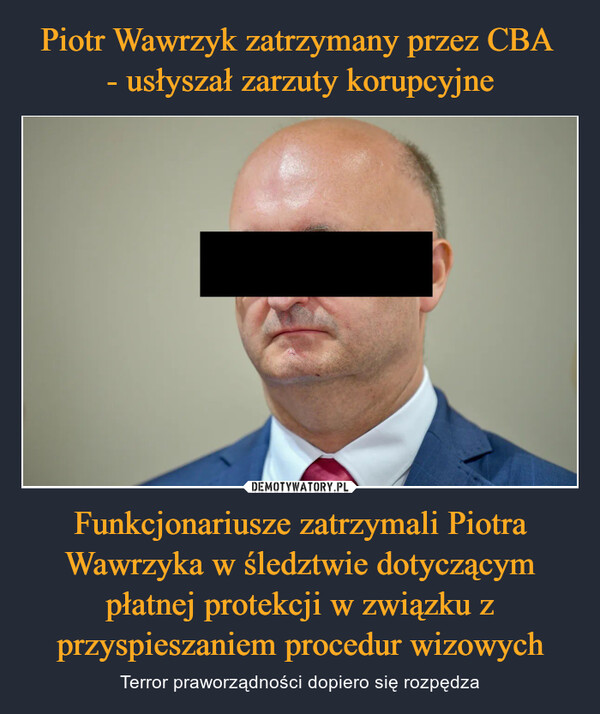 Funkcjonariusze zatrzymali Piotra Wawrzyka w śledztwie dotyczącym płatnej protekcji w związku z przyspieszaniem procedur wizowych – Terror praworządności dopiero się rozpędza 