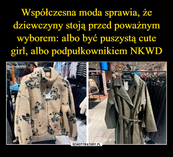 Współczesna moda sprawia, że dziewczyny stoją przed poważnym wyborem: albo być puszystą cute girl, albo podpułkownikiem NKWD